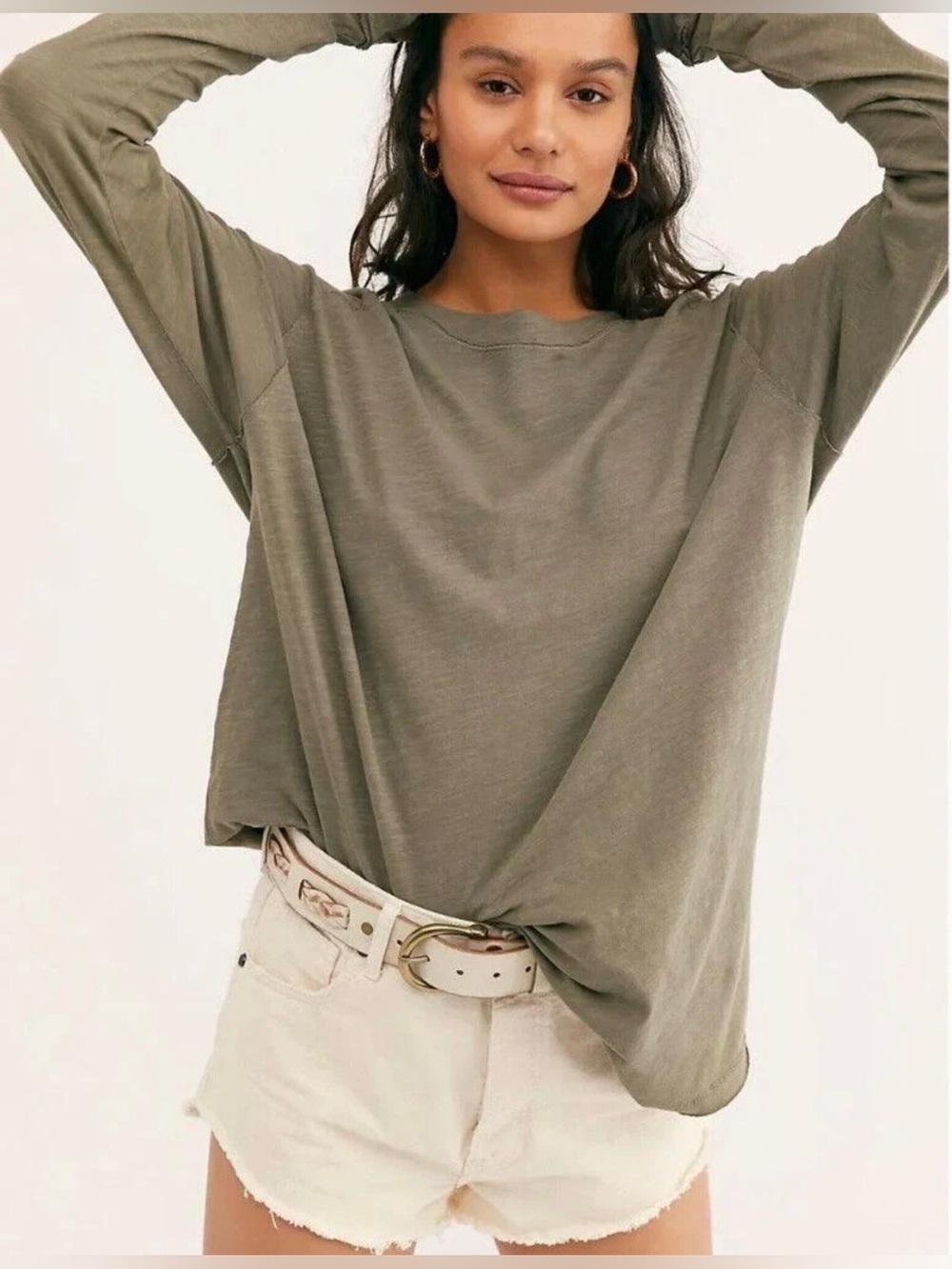 We The Free Arden Tee Long Sleeve Oversized Cotton , size Small